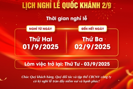 THÔNG BÁO LỊCH NGHỈ LỄ QUỐC KHÁNH