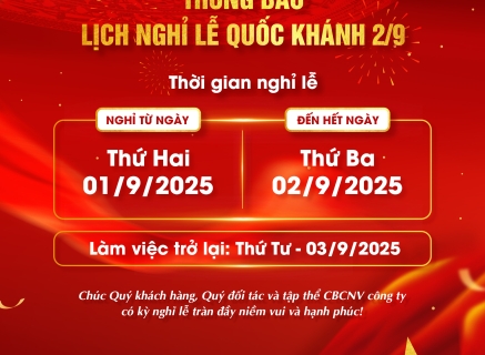 THÔNG BÁO LỊCH NGHỈ LỄ QUỐC KHÁNH