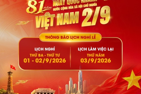 THÔNG BÁO LỊCH NGHỈ LỄ QUỐC KHÁNH 2/9