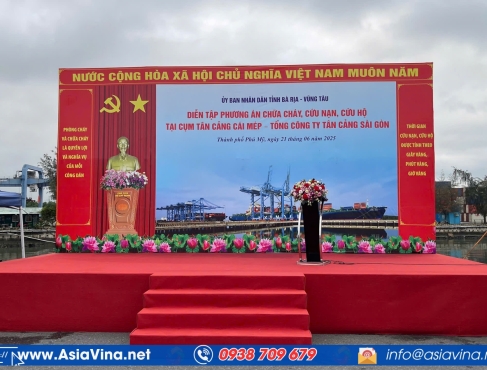 DIỄN TẬP PHƯƠNG ÁN CHỮA CHÁY, CỨU NẠN, CỨU HỘ TẠI CỤM TÂN CẢNG CÁI MÉP – TỔNG CÔNG TY TÂN CẢNG SÀI GÒN